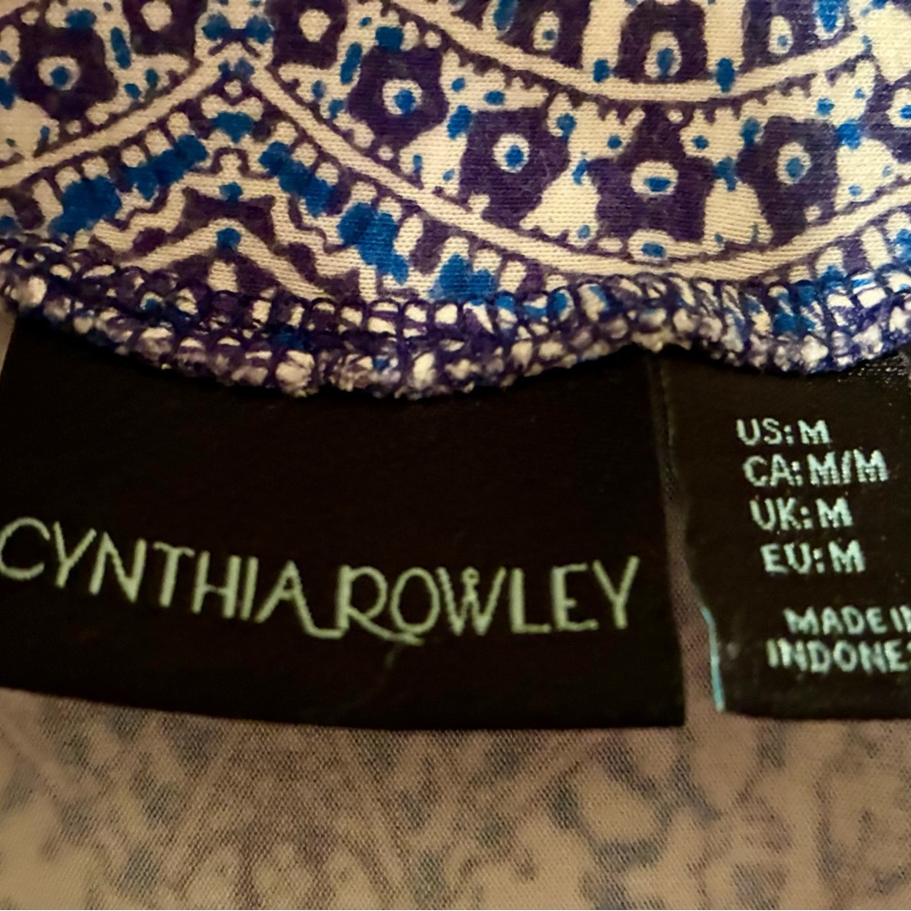 Cynthia Rowley-M Blue Printed Maxi Skirt Stretchy Boho Hippie Spring Summer EUC - Picture 4 of 5